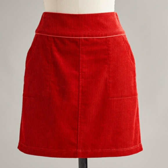 Sundance Catalog perfect days red corduroy mini skirt - Picture 2 of 11